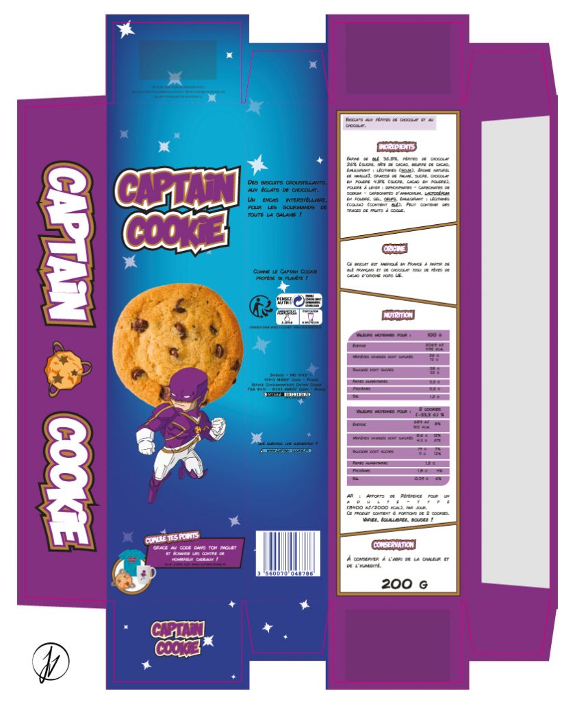 Maquette Packaging Biscuits Captain Cookie - Jess